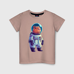 Детская футболка Капибара бравый космонавт