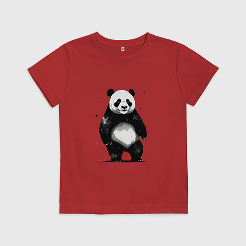 Детская футболка Панда стоит / Красный – фото 1