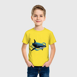 Футболка хлопковая детская Акула портрет, цвет: желтый — фото 2