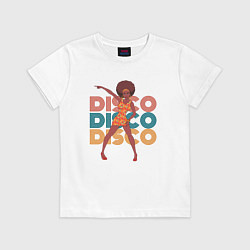 Футболка хлопковая детская Disco girl, цвет: белый