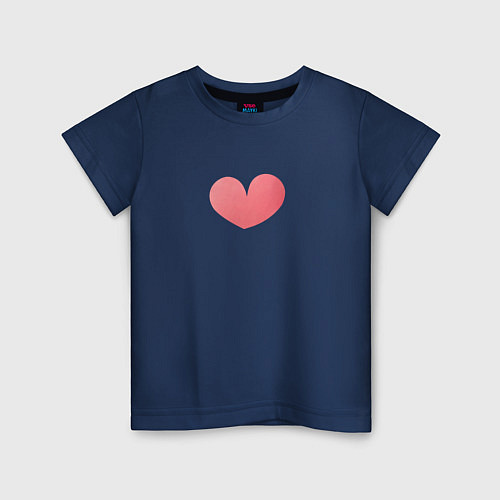 Детская футболка Акварельное нежно-розовое сердце / Тёмно-синий – фото 1