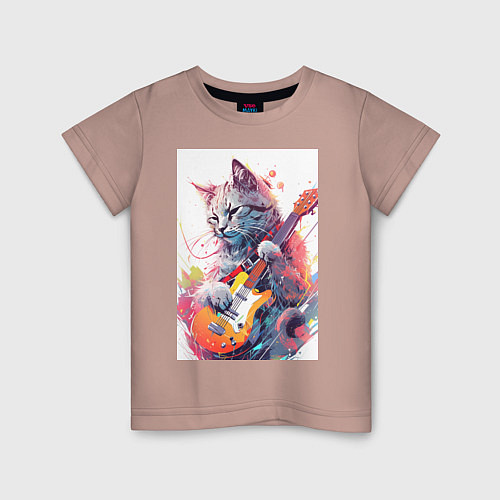 Детская футболка Chilling guitar cat / Пыльно-розовый – фото 1
