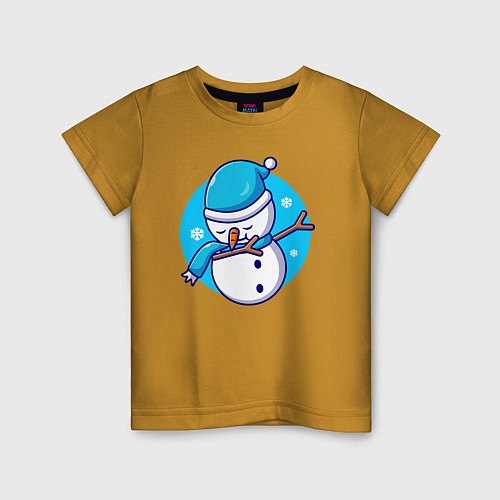 Детская футболка Dab snowman / Горчичный – фото 1