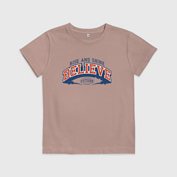 Футболка хлопковая детская Rise and shine believe, цвет: пыльно-розовый