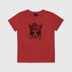 Футболка хлопковая детская Белка хипстер, цвет: красный