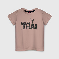 Футболка хлопковая детская Kickboxing muay thai, цвет: пыльно-розовый