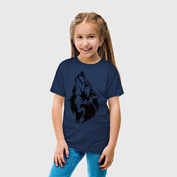 Футболка хлопковая детская Воющий волк, цвет: тёмно-синий — фото 2