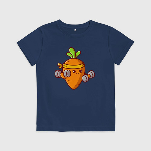 Детская футболка Морковь на спорте / Тёмно-синий – фото 1