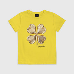 Футболка хлопковая детская Золотой лист клевера for good luck, цвет: желтый