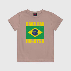 Футболка хлопковая детская Brazilian jiu-jitsu, цвет: пыльно-розовый