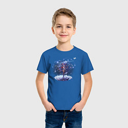 Футболка хлопковая детская Мона Мегистус из Геншин Импакт, цвет: синий — фото 2