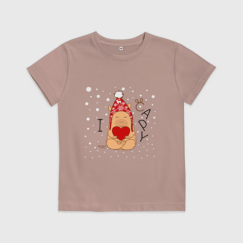 Детская футболка Капибара с сердцем: я люблю / Пыльно-розовый – фото 1