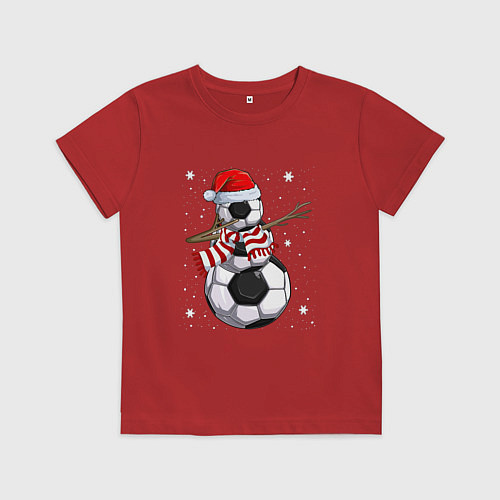 Детская футболка Soccer snowman / Красный – фото 1