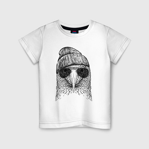 Детская футболка Олуша в шапке и очках / Белый – фото 1