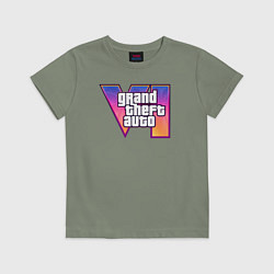 Футболка хлопковая детская GTA 6 logo, цвет: авокадо