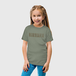 Футболка хлопковая детская Nirvana grunge text, цвет: авокадо — фото 2