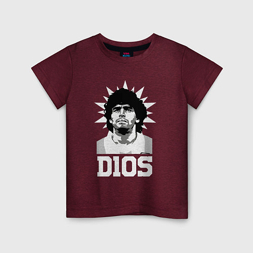 Детская футболка Dios Diego Maradona / Меланж-бордовый – фото 1