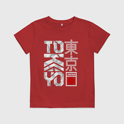 Футболка хлопковая детская Токио типографика, цвет: красный