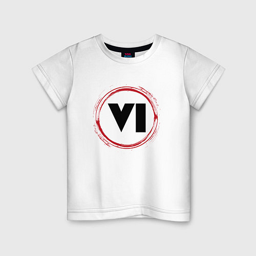 Детская футболка Символ GTA 6 и красная краска вокруг / Белый – фото 1