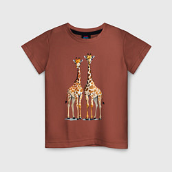 Футболка хлопковая детская Друзья-жирафы, цвет: кирпичный