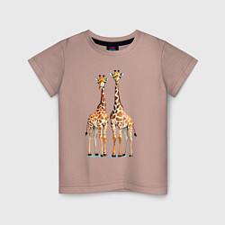 Футболка хлопковая детская Друзья-жирафы, цвет: пыльно-розовый