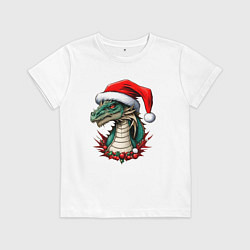 Футболка хлопковая детская Новый год дракона 2024, цвет: белый
