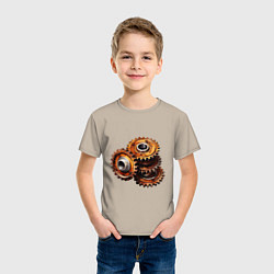 Футболка хлопковая детская Ржавые шестеренки, цвет: миндальный — фото 2