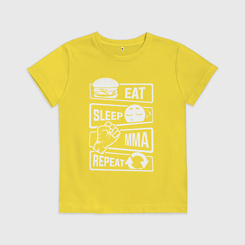 Детская футболка Еда сон mma / Желтый – фото 1