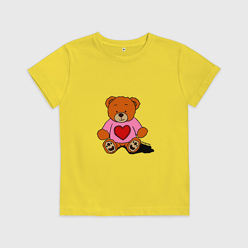 Детская футболка Плюшевый мишка с сердечком / Желтый – фото 1