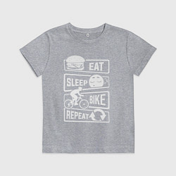 Футболка хлопковая детская Eat sleep bike, цвет: меланж