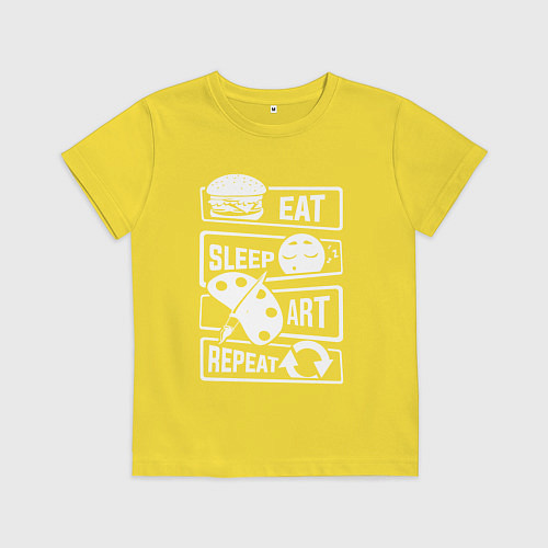 Детская футболка Еда сон искусство / Желтый – фото 1