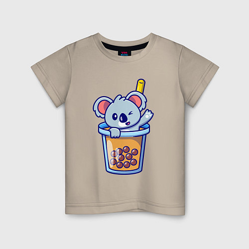 Детская футболка Коала в стаканчике / Миндальный – фото 1