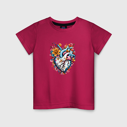Детская футболка Расцветающее сердце / Маджента – фото 1