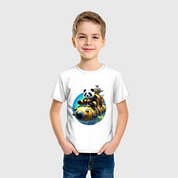 Футболка хлопковая детская Панда-подводник, цвет: белый — фото 2