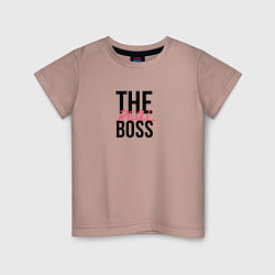 Футболка хлопковая детская The real boss, цвет: пыльно-розовый