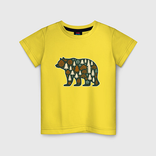 Детская футболка Медведь и тайга / Желтый – фото 1