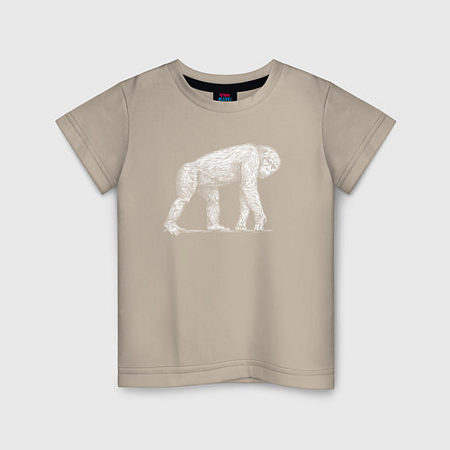 Детская футболка Белая шимпанзе / Миндальный – фото 1