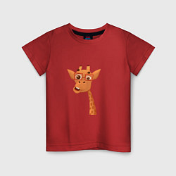 Футболка хлопковая детская Мультяшный жираф, цвет: красный