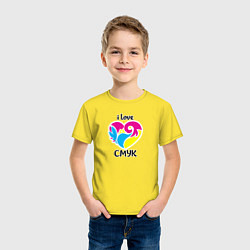 Футболка хлопковая детская I love cmyk, цвет: желтый — фото 2