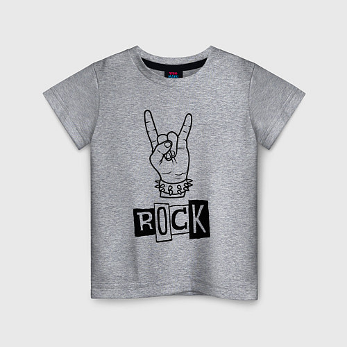 Детская футболка Символ рока - коза из пальцев / Меланж – фото 1