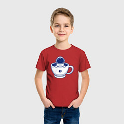 Футболка хлопковая детская Кофе из космоса, цвет: красный — фото 2