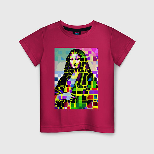 Детская футболка Mona Lisa - mosaic pop art / Маджента – фото 1