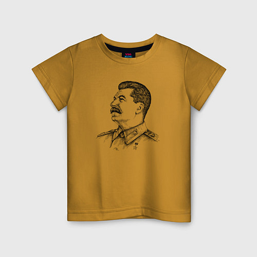 Детская футболка Профиль Сталина / Горчичный – фото 1
