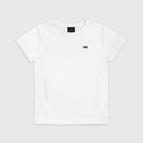 Детская футболка Флаг России на груди / Белый – фото 1