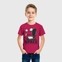 Футболка хлопковая детская Космическая экспедиция лунохода, цвет: маджента — фото 2