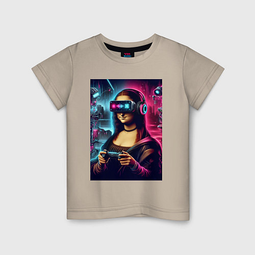 Детская футболка Mona Lisa is an avid gamer - fantasy / Миндальный – фото 1