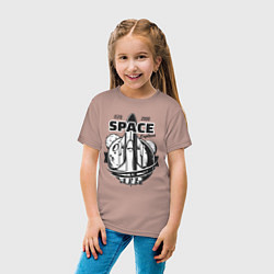 Футболка хлопковая детская Исследуй космос, цвет: пыльно-розовый — фото 2