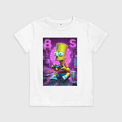 Футболка хлопковая детская Bart Simpson - cool gamer, цвет: белый