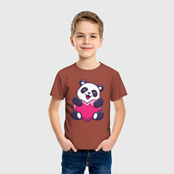 Футболка хлопковая детская Сердце панды, цвет: кирпичный — фото 2