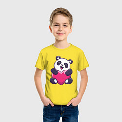 Футболка хлопковая детская Сердце панды, цвет: желтый — фото 2